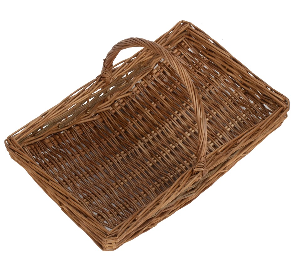 image 1 of Medium Unpeeled Willow Garden Trug Basket | Brown | Brown | Medium