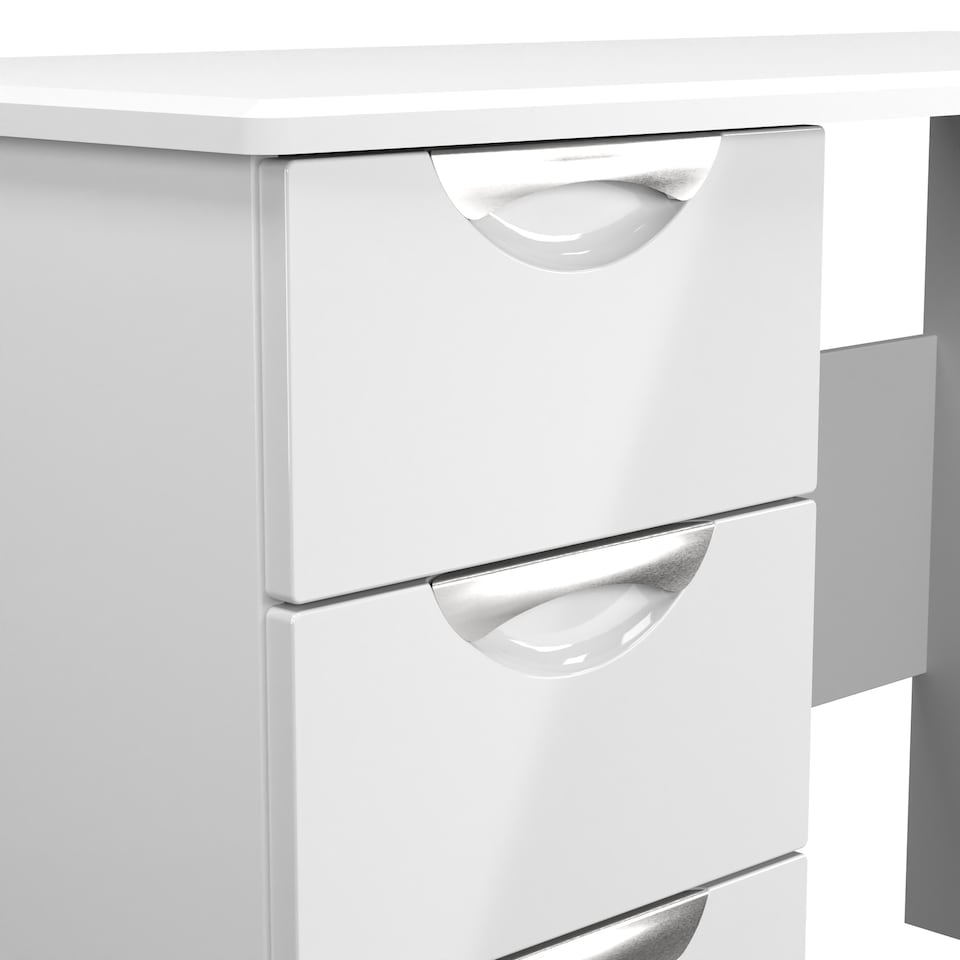 image 1 of Holborn 3 Drawer Desk in White Gloss & White Matt (Ready Assembled) | White | White Gloss & White Matt