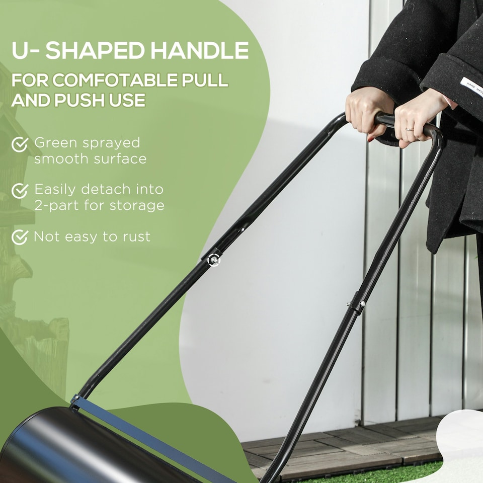 image 1 of DURHAND Heavy Duty Garden Lawn Roller Push Tow Water Sand Filled 46L Equipment