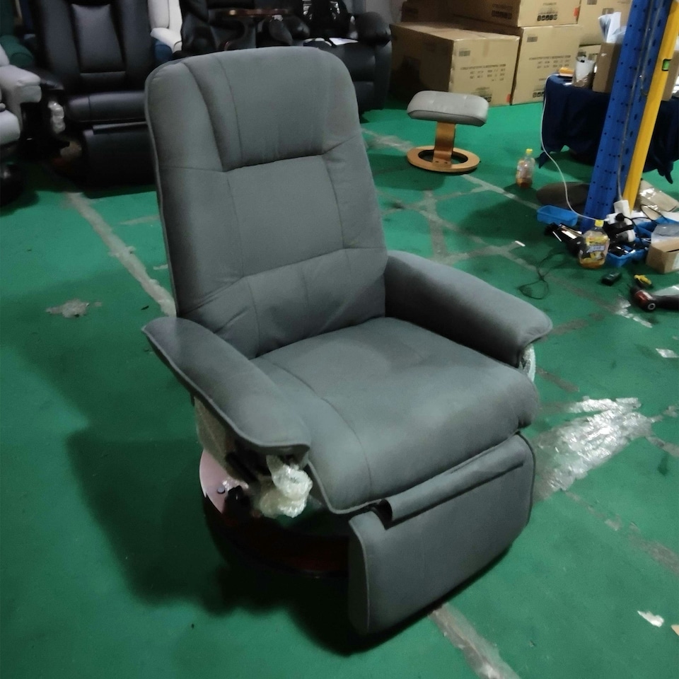 image 1 of HOMCOM Manual Recliner Swivel Reclining Chair with Footrest Armrests Grey Grey