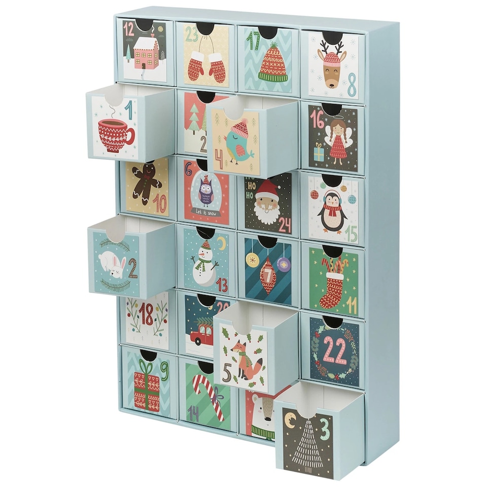 image 1 of 3D Christmas Advent Calendar Pull Out Cardboard Countdown Date Numbered Boxes