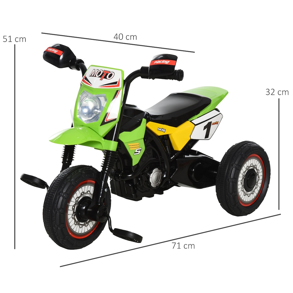 image 1 of HOMCOM Toddler Pedal Tricycle Ride-On Learning Music Lights 18-36 M Green