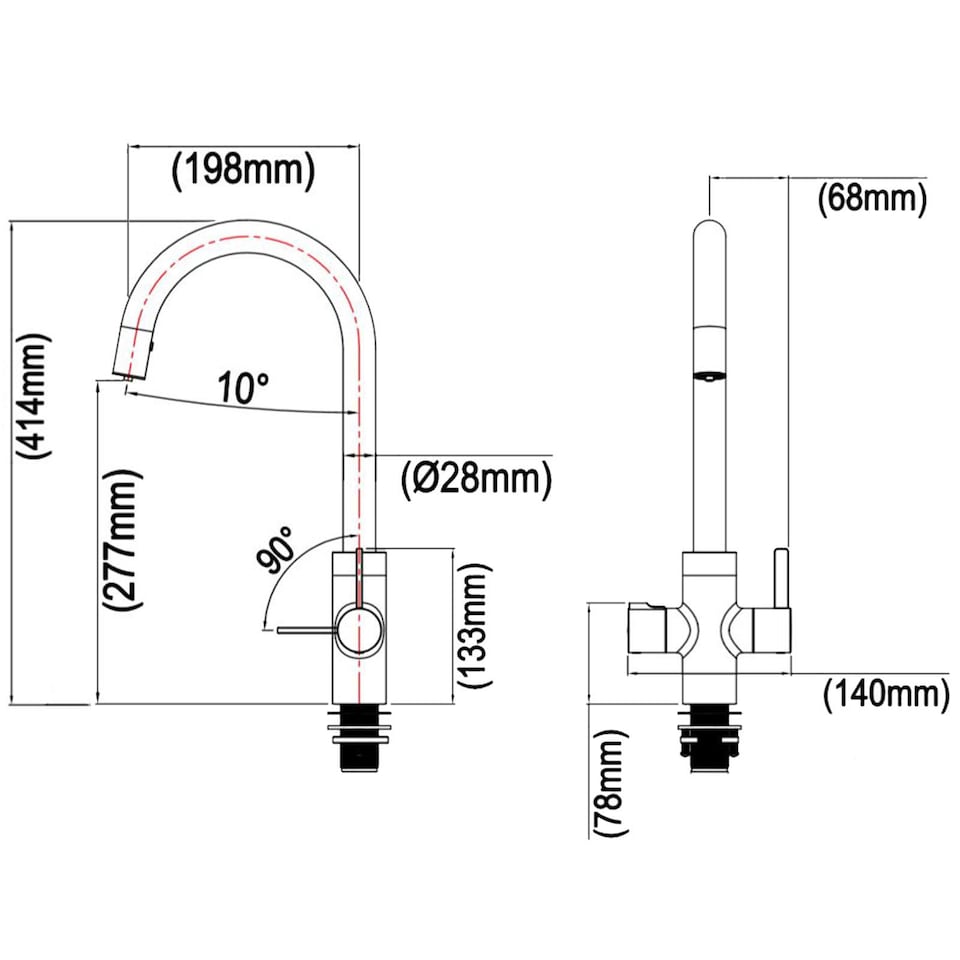 image 1 of SIA BWT4BL Black 4-in-1 Boiling & Filtered Hot Water Tap With Pull Out Spray