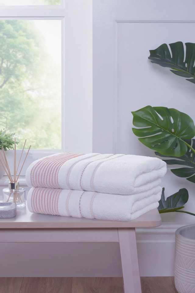 image 1 of Azure Stripe Cotton Face Cloth Set of 4, 30x30cm