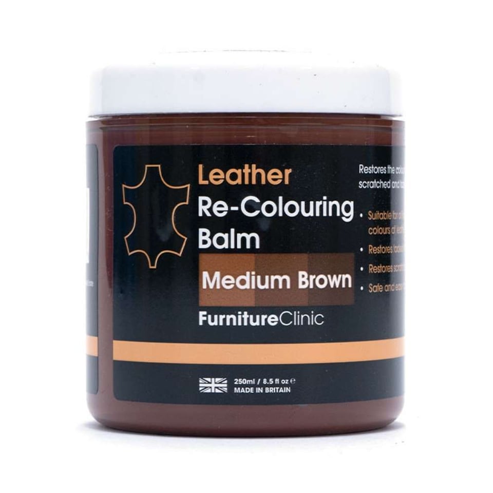 image 1 of Furniture Clinic Leather Recolouring Balm (Medium Brown) - Colour Restorer for Sofas, Chairs, Car Seats & More - Covers Scratches, Scuffs & Fading - 16 Shades Available