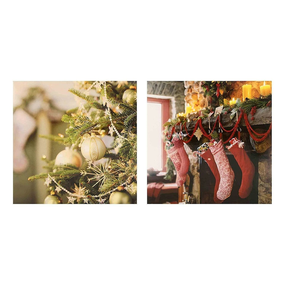 image 1 of Hallmark 25499882 Gallery Christmas Card Pack"Stockings and Trees" - 10 Cards, 2 Designs