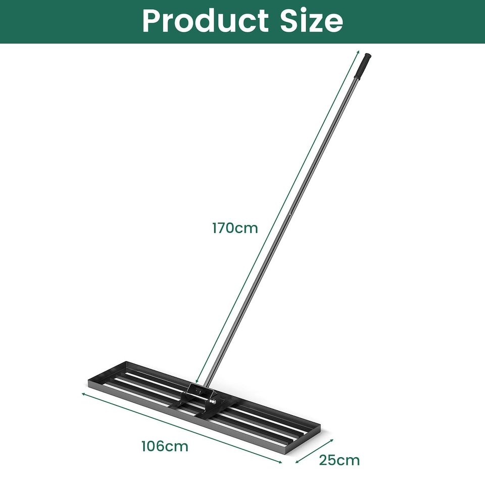 image 1 of COSTWAY Lawn Leveling Rake Heavy Duty Level Lawn Tool w/Ergonomic Handle-Black