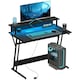 image 6 of HOMCOM LED Gaming Desk with Power Outlets and Monitor Stand 100 x 60cm Black