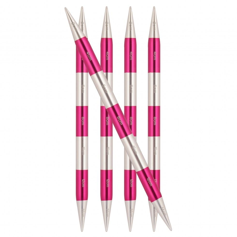 KnitPro Smart Stix: Knitting Pins: Double-Ended: Pink: Set of 5: 14cm x 2.75mm in Pink