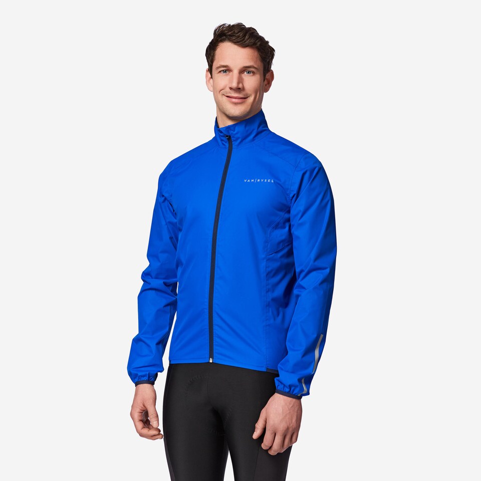 image 1 of Decathlon Men's Long-Sleeved Road Cycling Rain Jacket RC100 - Indigo Blue