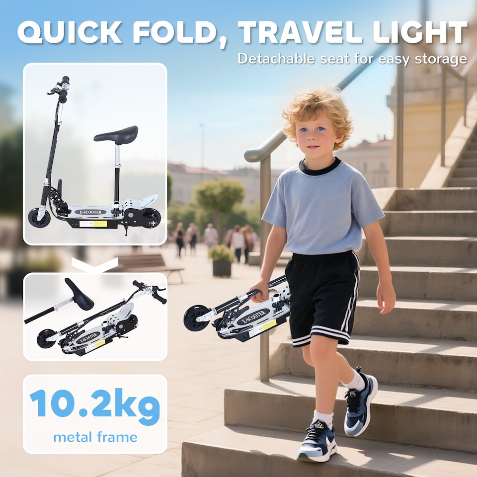 image 1 of HOMCOM Foldable Powered Scooter with Adjustable Seat, Brake | Black