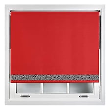 FURNISHED Thermal Blackout Roller Blinds with Glitter Edge - (W)85cm x (L)165cm | Red | Red | (W) 85cm x (L) 165cm
