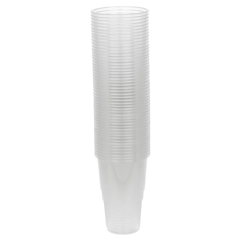 image 1 of 568ml Clear Strong Plastic Full Pint Glasses Disposable Reusable Party Cups | Clear | Clear | 100 Cups