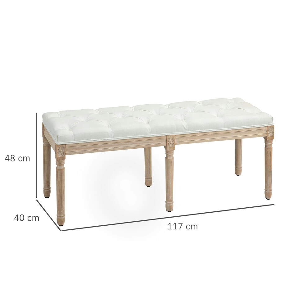 image 1 of HOMCOM End of Bed Bench, Upholstered Bedroom Bench, Cream White