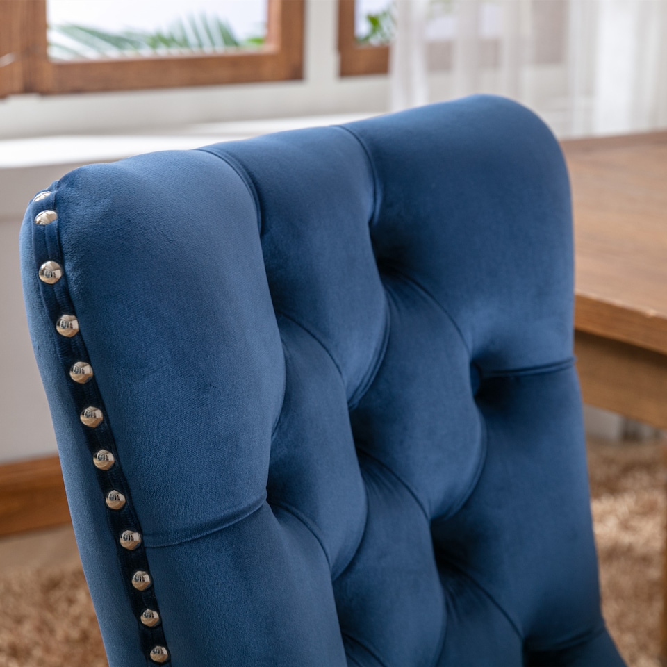 image 1 of Romsey Set of 2 Modern Velvet Dining Chairs with Knocker Ring