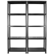 TekBox Set of 2x 5 Tier Garage Storage Shelves