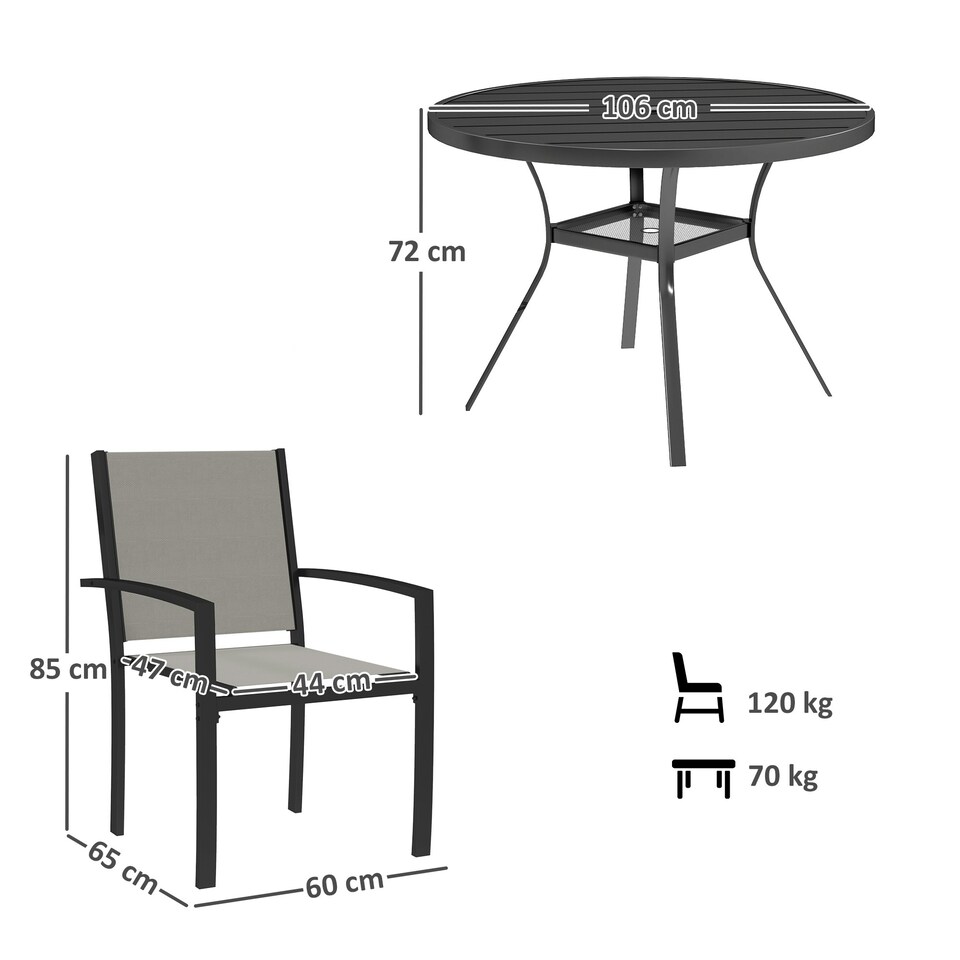 image 1 of Outsunny 5 Piece Garden Furniture Set with Round Table & 4 Stackable Chairs