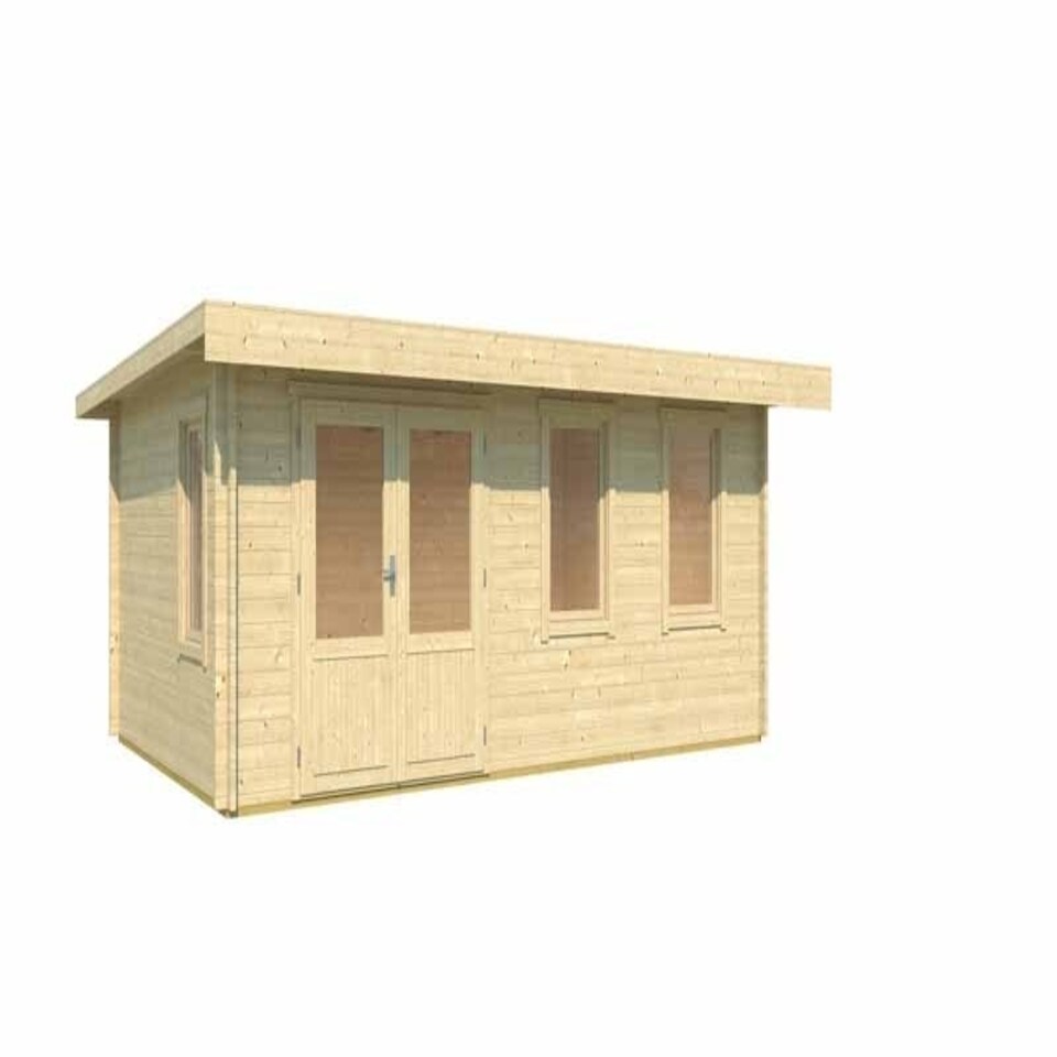 image 1 of Baruda 53-Log Cabin, Wooden Garden Room, Timber Summerhouse, Home Office - L570 x W415 x H222.3 cm Brown