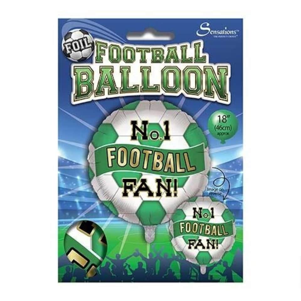 image 1 of Green & White No. 1 Football Fan Round Foil Helium Balloon 46cm / 18 in | Green