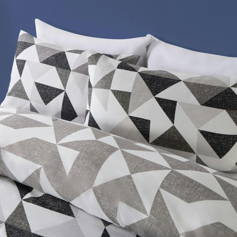 image 1 of OHS Abstract Shapes Reversible Print Soft Duvet Cover Bedding Set, King - Monochrome Multi | Monochrome | King