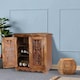 image 2 of Natural Hand Made Indian Mango Wood Shoe Cupboard Storage Unit Cabinet Light Brown 59 x 36.5 x 61 cm | Brown | Light Brown