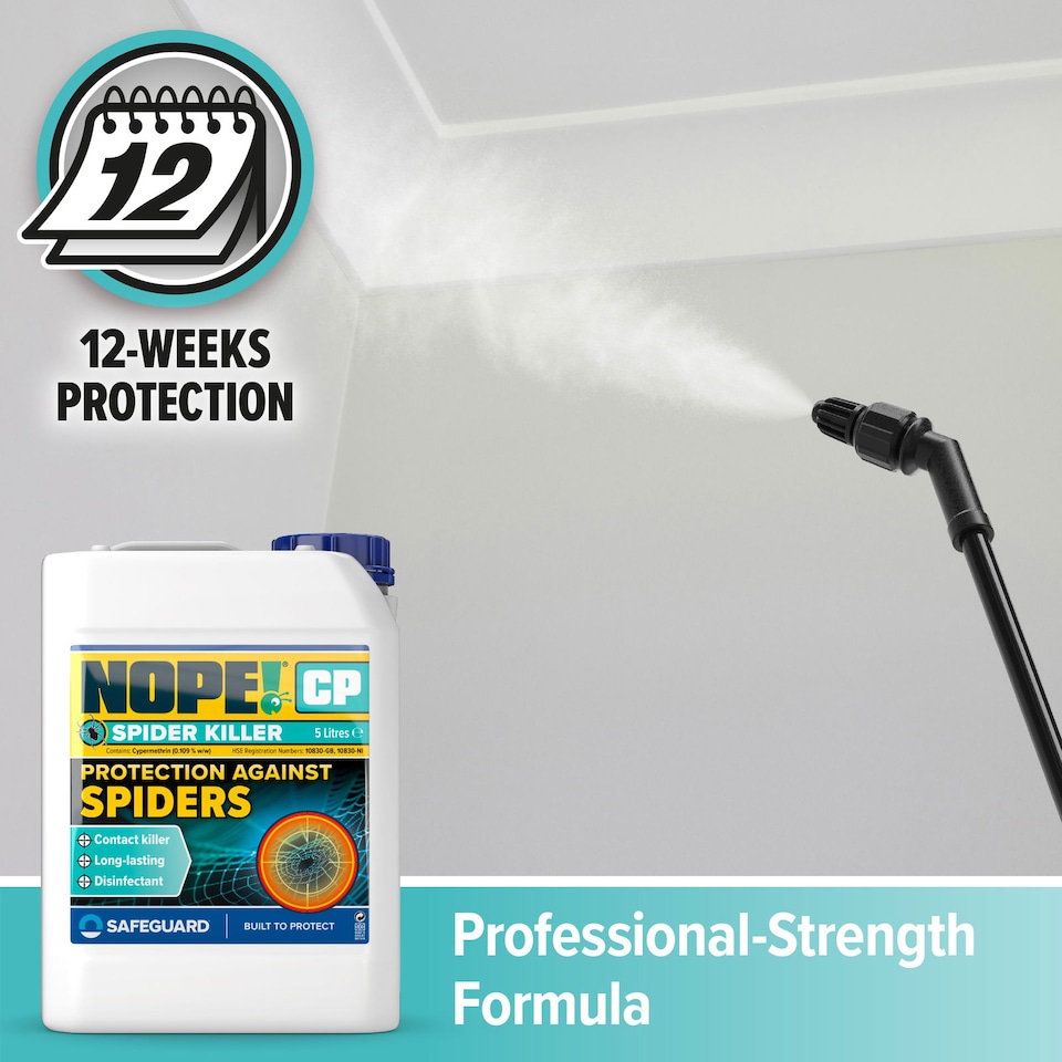 image 1 of NOPE CP Spider Killer Spray - 2 x 5 Litres and Sprayer - Contact Killer, Odourless, Non-Staining for Indoor and Outdoor