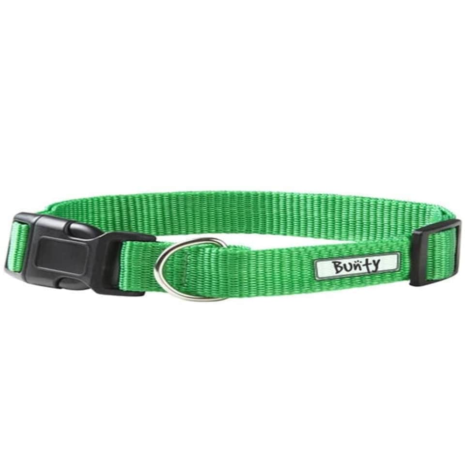 image 1 of Dog Puppy Collar with Buckle & Clip for Lead, Adjustable Soft Fabric Green | S
