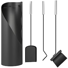 Outsunny 4 PCS Fireplace Companion Set, Metal Fireside Companion Set, Black