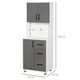 image 5 of HOMCOM Modern Kitchen Cupboard with Storage Cabinets, 3 Drawers and Open Countertop for Living Room, Grey