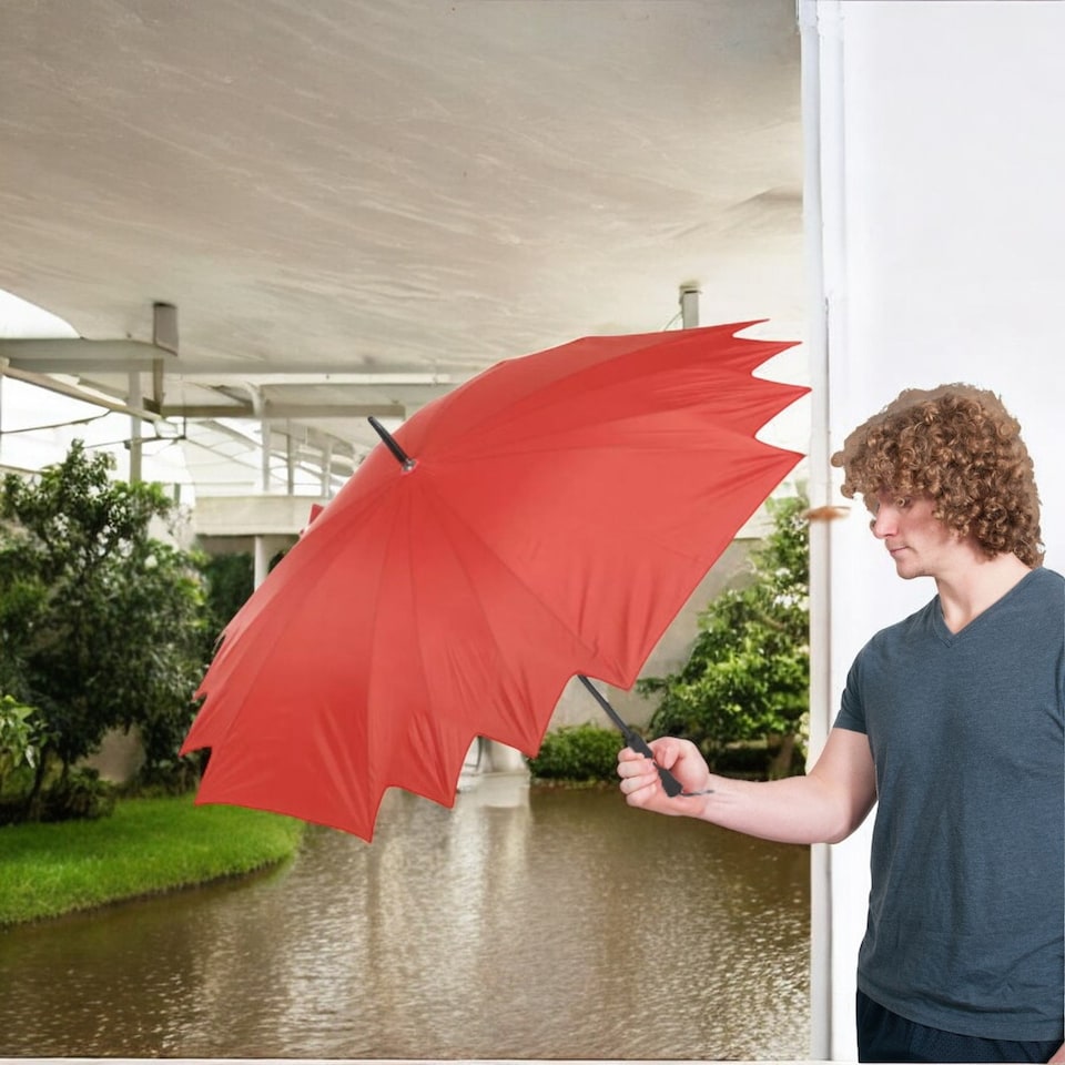 image 1 of 80cm Bridal Umbrella with Black Grip Handle | Red | 1