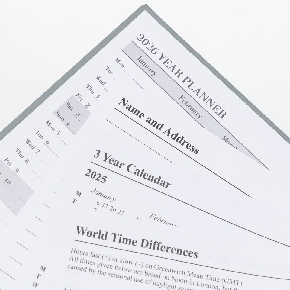 image 1 of 2026 Page a Day A4 Appointment Diary with Times Hour Slot - Personal Work Schedule Hardback Planner Organiser - Full Page Saturday & Sunday (Grey)