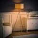 image 2 of ValueLights Camden Brushed Chrome Tripod Floor Lamp Natural Shade Cream