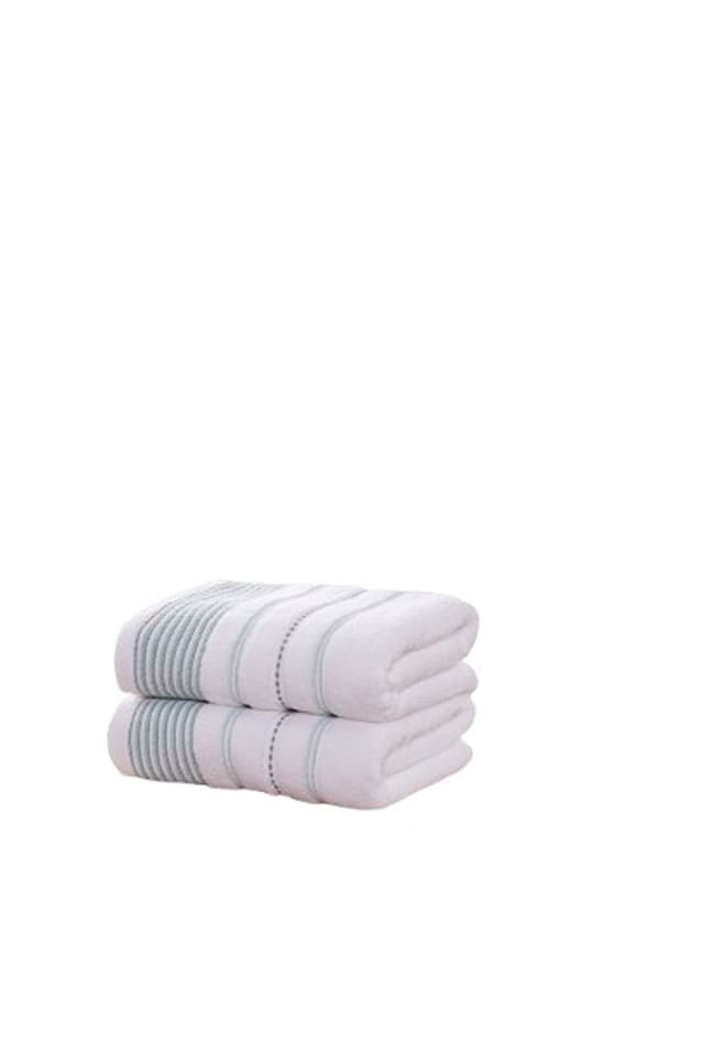 image 1 of Dakota Cotton Towels Striped Luxury Soft Quick Dry Absorbent | Green | Bath towel | 1