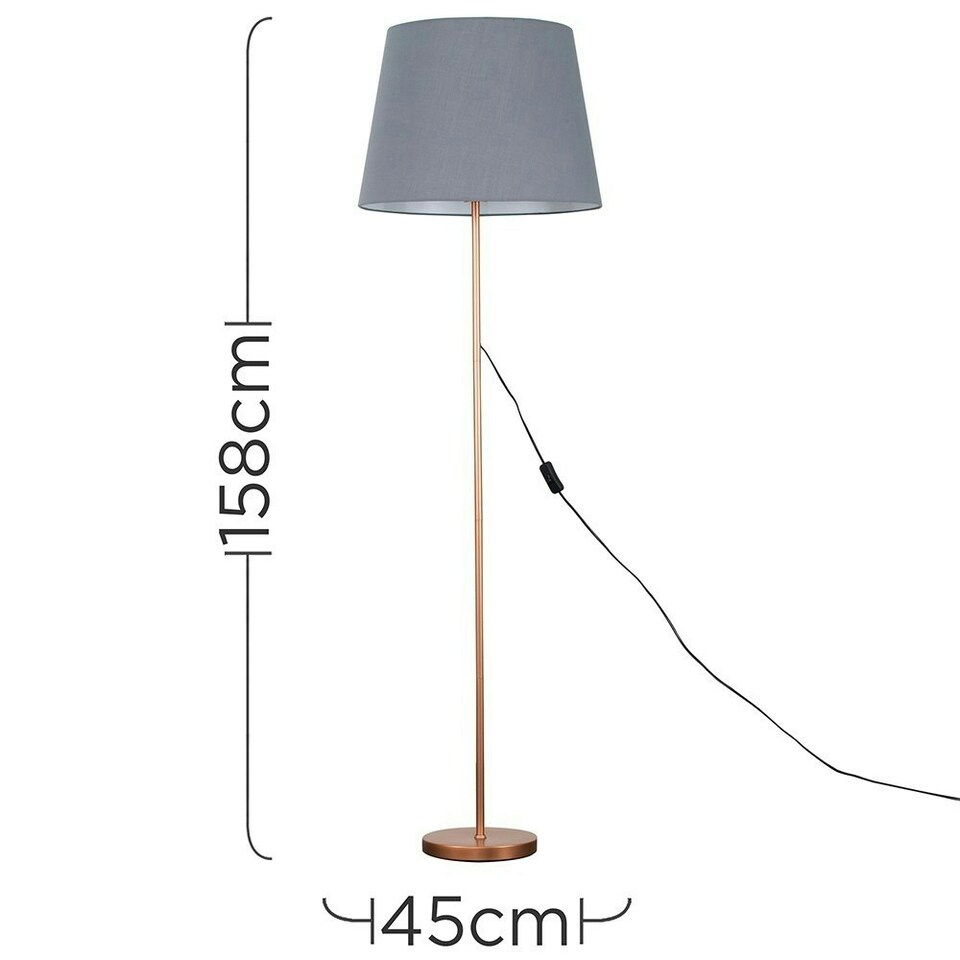 image 1 of ValueLights Modern Copper Metal Standard Floor Lamp With Grey Shade