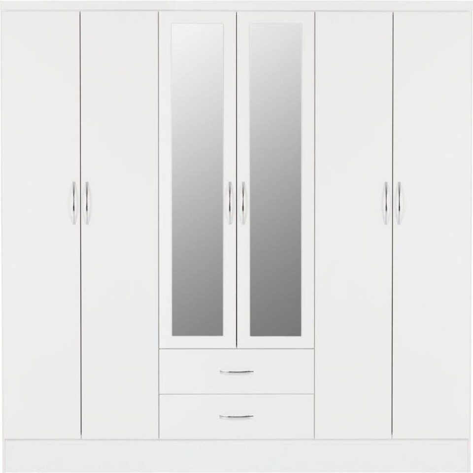 image 1 of Nevada 6 Door 2 Drawer Mirrored Wardrobe Brown | Sonoma Oak
