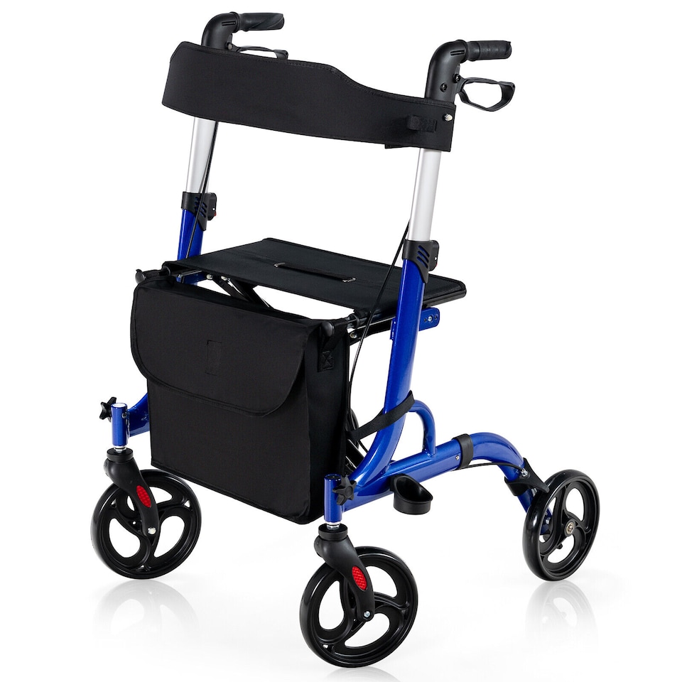 image 1 of COSTWAY 2 in 1 Walker Aluminium Mobility Walking Aid Blue