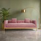 image 1 of Velvet Upholstered 3 Seat Pink Sofa,Gold Finished Lounge Sofa,Low Profile Tufted Couch,Ideal For Outdoor Use Pink