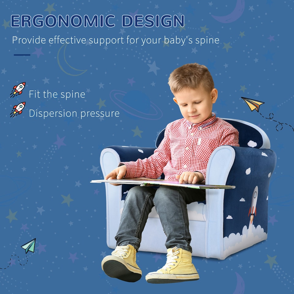 image 1 of HOMCOM Children Chair Armchair Single Sofa Seat Kids Furniture 18M+ 45kg 