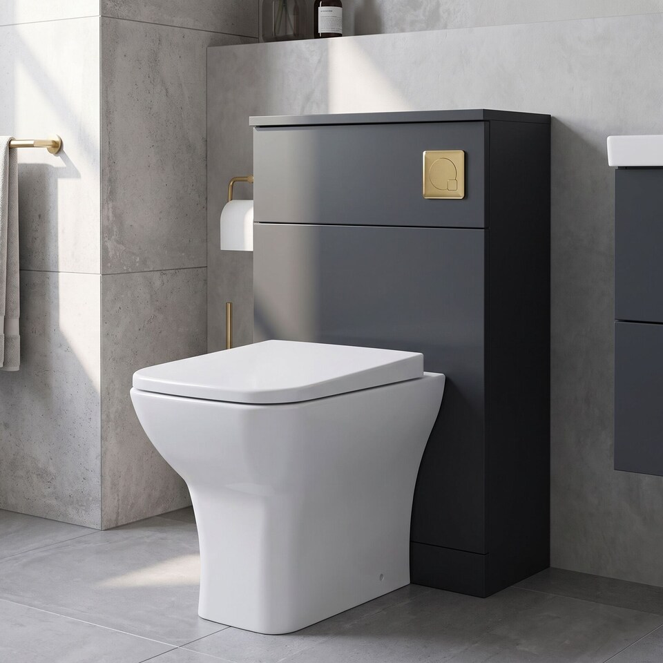 image 1 of Balterley Contemporary Bathroom Cistern Compact WC Toilet Unit | Grey | Satin Soft Black