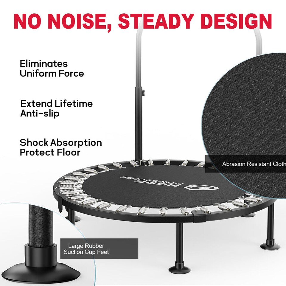 image 1 of Homefitnesscode Folding Fitness Trampoline Rebounder 40 Inch