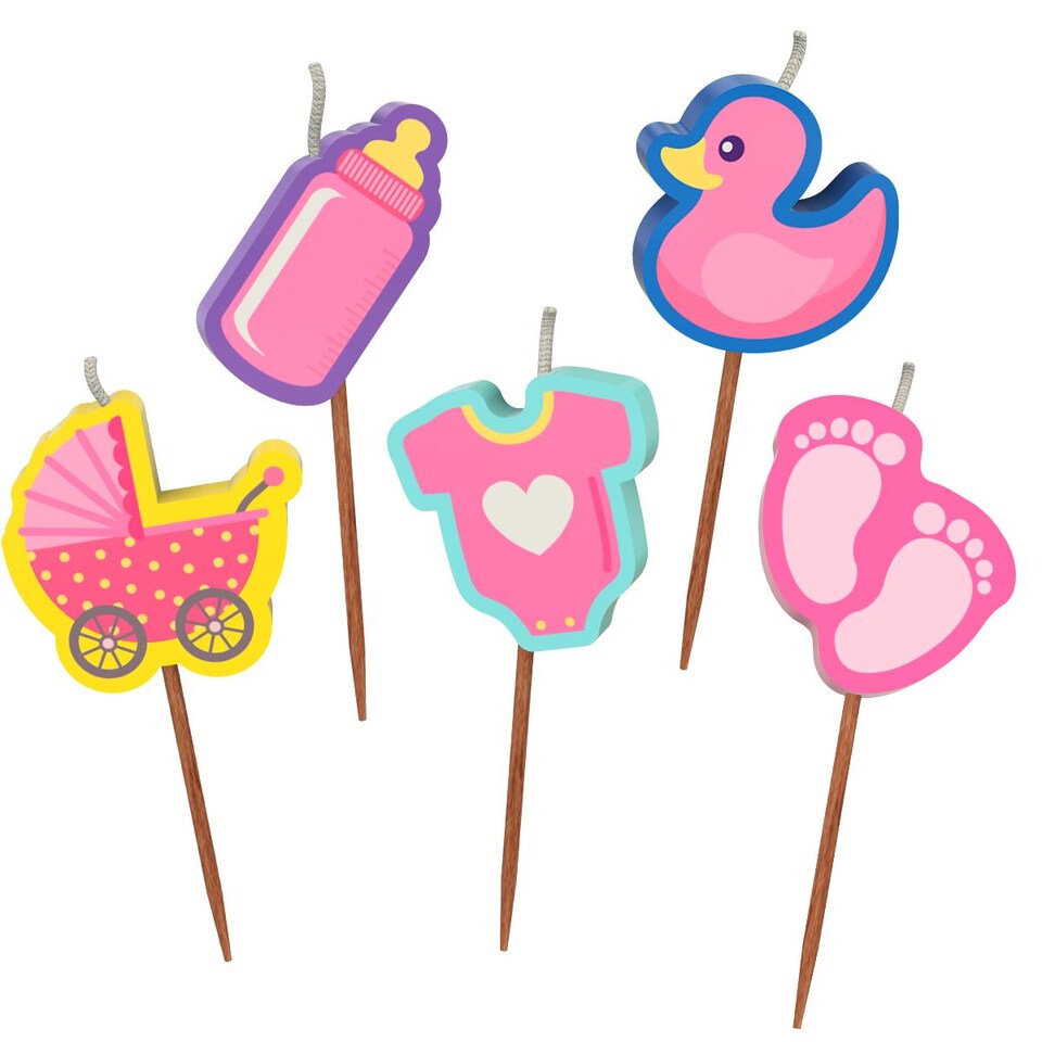 image 1 of Novelty Cake Candle Set - Baby Girl