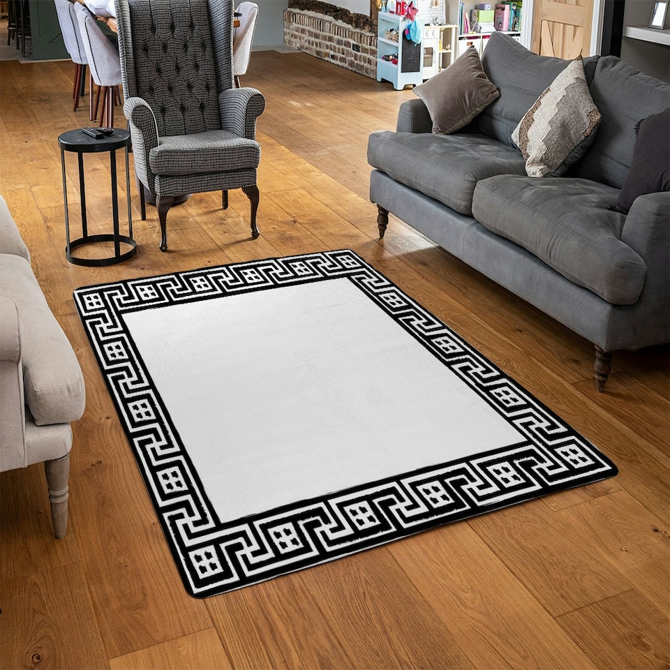 image 1 of Greek Traditional Meandor (Rug) Black | Medium: 80x150cm