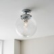 image 2 of Milston Semi Flush Ceiling Light Chrome, Clear Sprail Design Glass Globe Shade, IP44