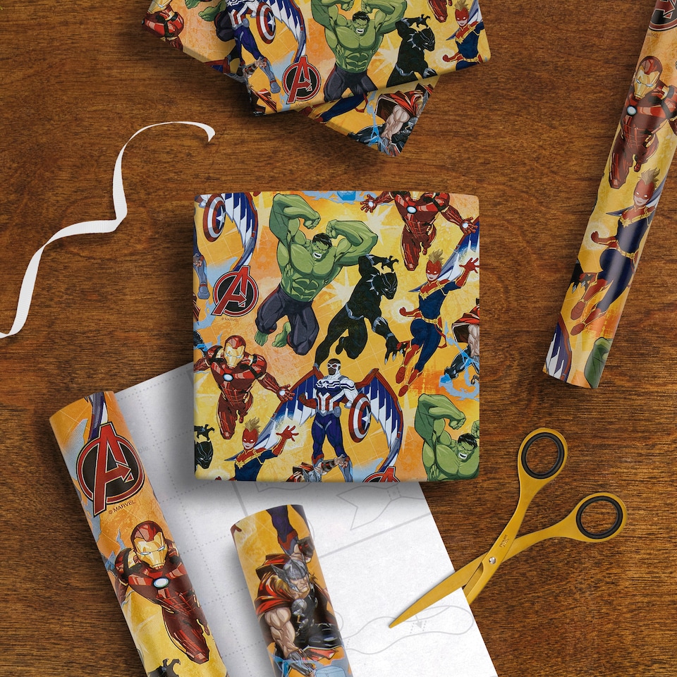 image 1 of Hallmark 6M Wrapping Paper - 3 X 2M Rolls - Marvel Avengers Design