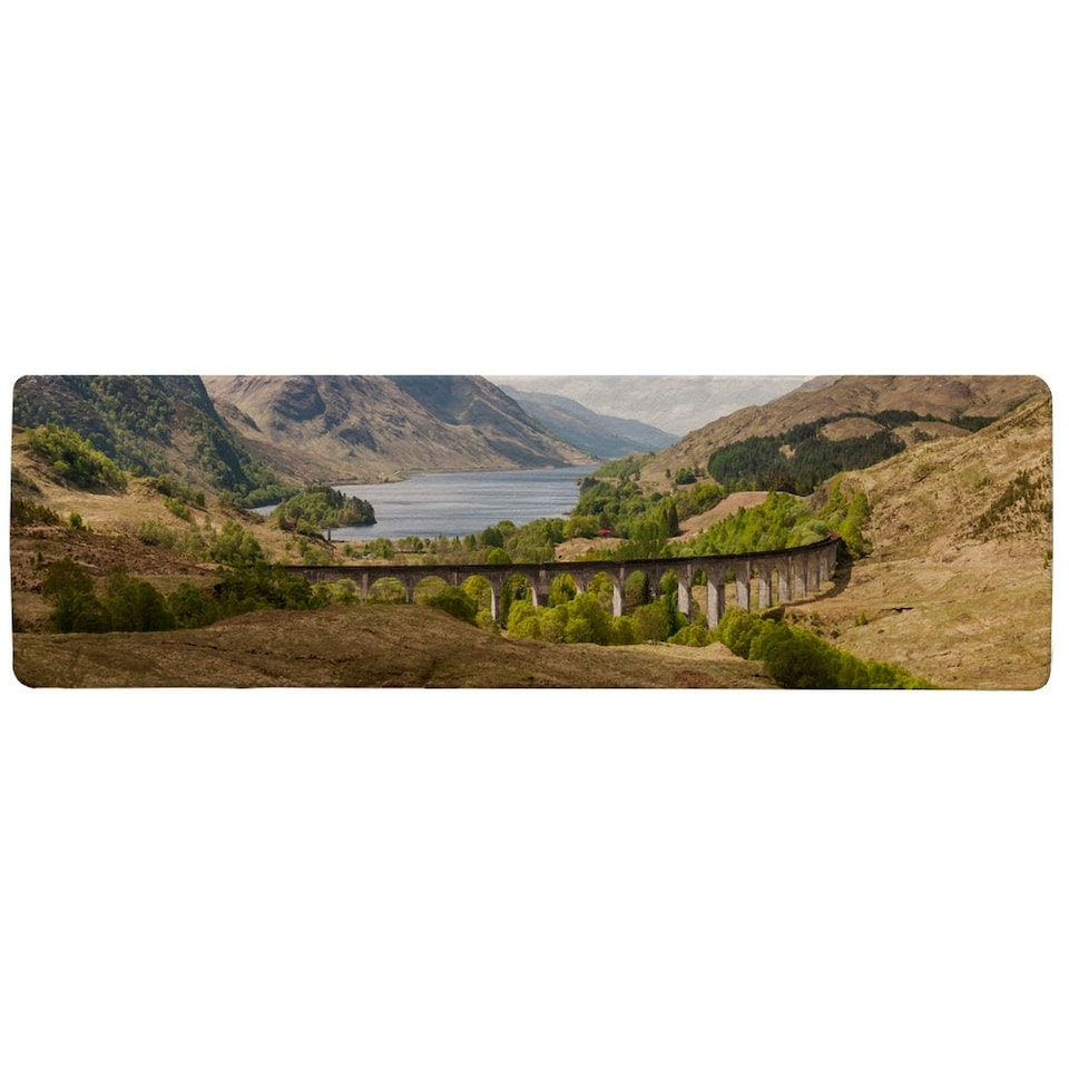 image 1 of The Glenfinnan Viaduct carries the West Highland Railway Line high above Glen Finnan valley beside the lochs and mountains of Scotland Designer (Runner Rug)