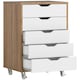 image 6 of Vinsetto Mobile Filing Cabinet, 5-drawer File Cabinet with Wheels, Oak