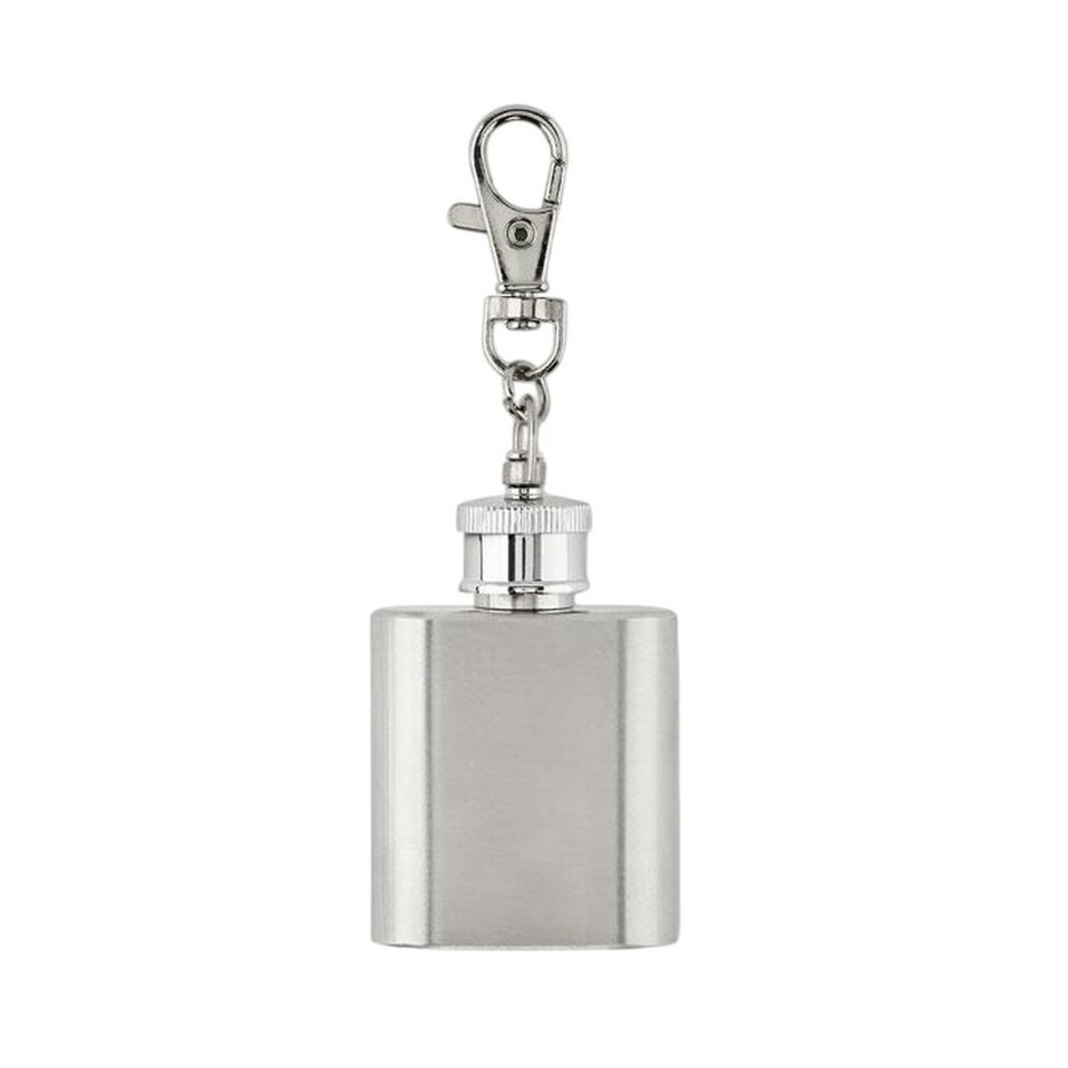 MidOcean Hippy Hip Flask Stainless Steel Keyring - Silver - One Size