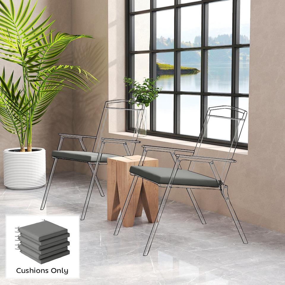 image 1 of Outsunny Seat Cushions with Machine Washable Cover | Grey | Dark Grey | 46 x 42 x 7 cm