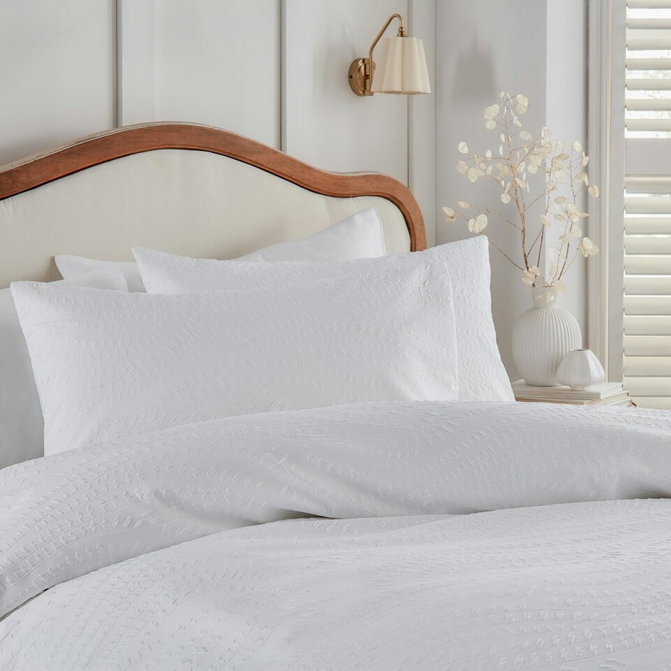 image 1 of Wylder Georgia Heat Pressed Single Duvet Cover Set White | Single