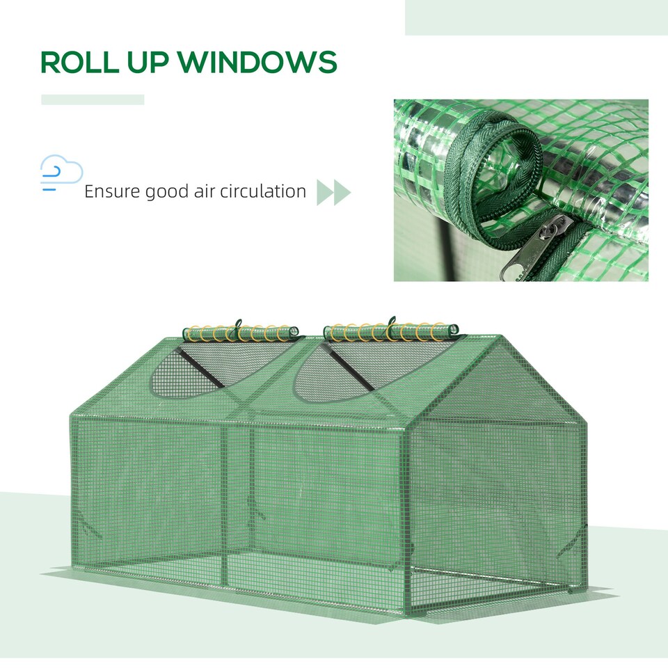 image 1 of Outsunny Greenhouse Plants Foil Tomato Vegetable House W/ 2 Windows White